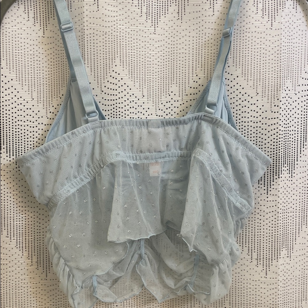 Colsie Light Blue Ruched Crop Top - Picture 3 of 3